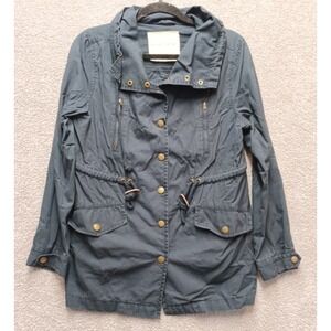 Sound & Matter Women's Cotton Hooded Windbreaker Jacket Blue S